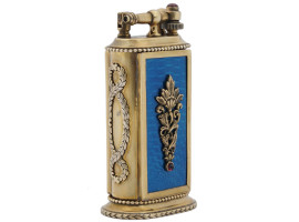 GILT SILVER AND ENAMEL RUBY STONES TABLE LIGHTER