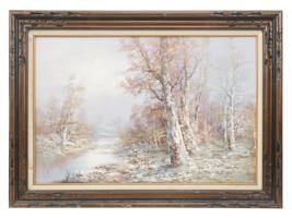 WINTER FOREST LANDSCAPE OIL PAINTING BY MONERIA