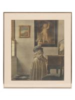 LADY STANDING COLOR LITHOGRAPH AFTER JAN VERMEER