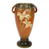 LARGE ROSEVILLE ZEPHYR LILIES BROWN POTTERY VASE PIC-0