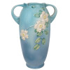 LARGE ROSEVILLE BLUE APPLE BLOSSOM POTTERY VASE PIC-1