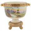 NIPPON WARE GILT PORCELAIN FLOWER POT WITH STAND PIC-0