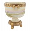 NIPPON WARE GILT PORCELAIN FLOWER POT WITH STAND PIC-2