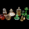 GREEN & AMBER EARLY AMERICAN PRESSED GLASS DECOR PIC-0