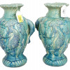 TWO LARGE JAPANESE CERAMIC VASES WITH FISH RELIEF PIC-0