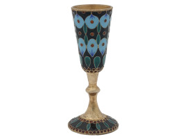 RUSSIAN 916 GILT SILVER CLOISONNE ENAMEL GOBLET