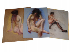 FEMALE SKETCH PAINTINGS PORTFOLIO SIGNED BY J MAY