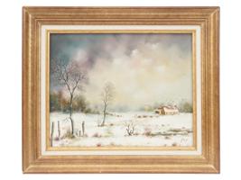 WINTER LANDSCAPE OIL PAINTING SIGNED PIERRE PREUX