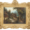 ANTIQUE 19TH CENTURY RURAL LANDSCAPE OIL PAINTING PIC-0