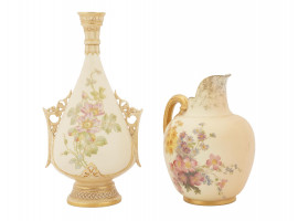 ANTIQUE ROYAL WORCESTER PORCELAIN VASE AND JUG