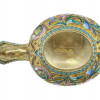 ANTIQUE RUSSIAN GILT SILVER CLOISONNE KOVSH LADLE PIC-6