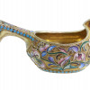 ANTIQUE RUSSIAN GILT SILVER CLOISONNE KOVSH LADLE PIC-1