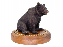 ANTIQUE RUSSIAN BRONZE INKWELL BEAR FIGURINE 19 C