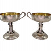 ANTIQUE RUSSIAN GILT SILVER FOOTED CANDY BOWLS PIC-0
