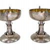 ANTIQUE RUSSIAN GILT SILVER FOOTED CANDY BOWLS PIC-1