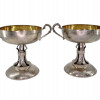 ANTIQUE RUSSIAN GILT SILVER FOOTED CANDY BOWLS PIC-2