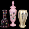 THREE BOHEMIAN AND OPALINE GLASS ENAMELED VASES PIC-0