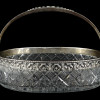 RUSSIAN SILVER AND CRYSTAL CUT GLASS FRUIT BASKET PIC-1