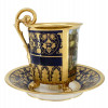 ANTIQUE COBALT BLUE GILT PORCELAIN CUP AND SAUCER PIC-2