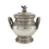 ANTIQUE FRENCH SILVER LIDDED SUGAR BOWL WITH SWAN PIC-2