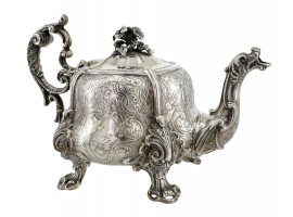 ANTIQUE FRENCH SILVER DRAGON TEAPOT BY ODIOT