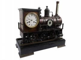 ANTIQUE FRENCH 19TH C LOCOMOTIVE INDUSTRIAL CLOCK