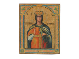 ANTIQUE RUSSIAN ICON ST CATHERINE OF ALEXANDRIA