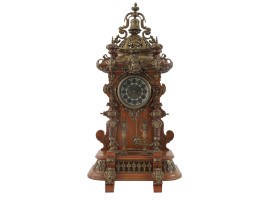 ANTIQUE 19TH C. WALNUT AND BRASS LENZKIRCH CLOCK