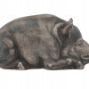 RUSSIAN SILVER PIG FIGURINE WITH RUBY STONE EYES PIC-2