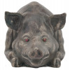 RUSSIAN SILVER PIG FIGURINE WITH RUBY STONE EYES PIC-3