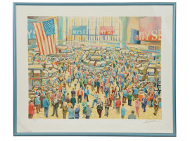 COLOR LITHOGRAPH NEW YORK STOCK EXCHANGE SIGNED