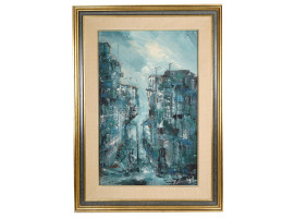 CONTEMPORARY ABSTRACT CITYSCAPE PAINTING SIGNED