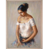 GIRL PORTRAIT PASTEL PAINTING ATTR TO RALPH AVERY PIC-1