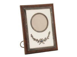 RUSSIAN SILVER AND GUILLOCHE ENAMEL PICTURE FRAME