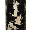 ORIENTAL PANEL LACQUERED WOOD AND CELLULOID INLAY PIC-1