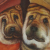 TWO DOGS IN COWBOY HATS OIL PAINTING SIGNED EDWIN PIC-2