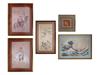 FRAMED ORIENTAL WALL ART PRINTS AND EMBROIDERY PIC-0