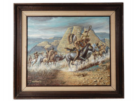 WESTERN OIL PAINTING AFTER FRED MCCARTHY SIGNED