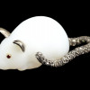 RUSSIAN SILVER WHITE NEPHRITE MOUSE WITH DIAMONDS PIC-0
