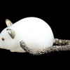 RUSSIAN SILVER WHITE NEPHRITE MOUSE WITH DIAMONDS PIC-1