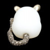 RUSSIAN SILVER WHITE NEPHRITE MOUSE WITH DIAMONDS PIC-4