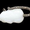 RUSSIAN SILVER WHITE NEPHRITE MOUSE WITH DIAMONDS PIC-6