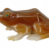 RUSSIAN CARVED AGATE EMERALD EYES FROG FIGURINE PIC-1