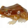 RUSSIAN CARVED AGATE EMERALD EYES FROG FIGURINE PIC-0