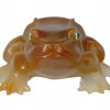 RUSSIAN CARVED AGATE EMERALD EYES FROG FIGURINE PIC-2