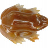 RUSSIAN CARVED AGATE EMERALD EYES FROG FIGURINE PIC-3