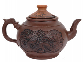 VINTAGE CHINESE YIXING STONEWARE DRAGON TEAPOT