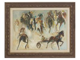 CONTEMPORARY OIL PAINTING HORSES BY REUVEN NACHUM