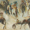 CONTEMPORARY OIL PAINTING HORSES BY REUVEN NACHUM PIC-1