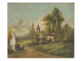 BELGIAN PASTORAL OIL PAINTING BY MAURICE DUPUIS